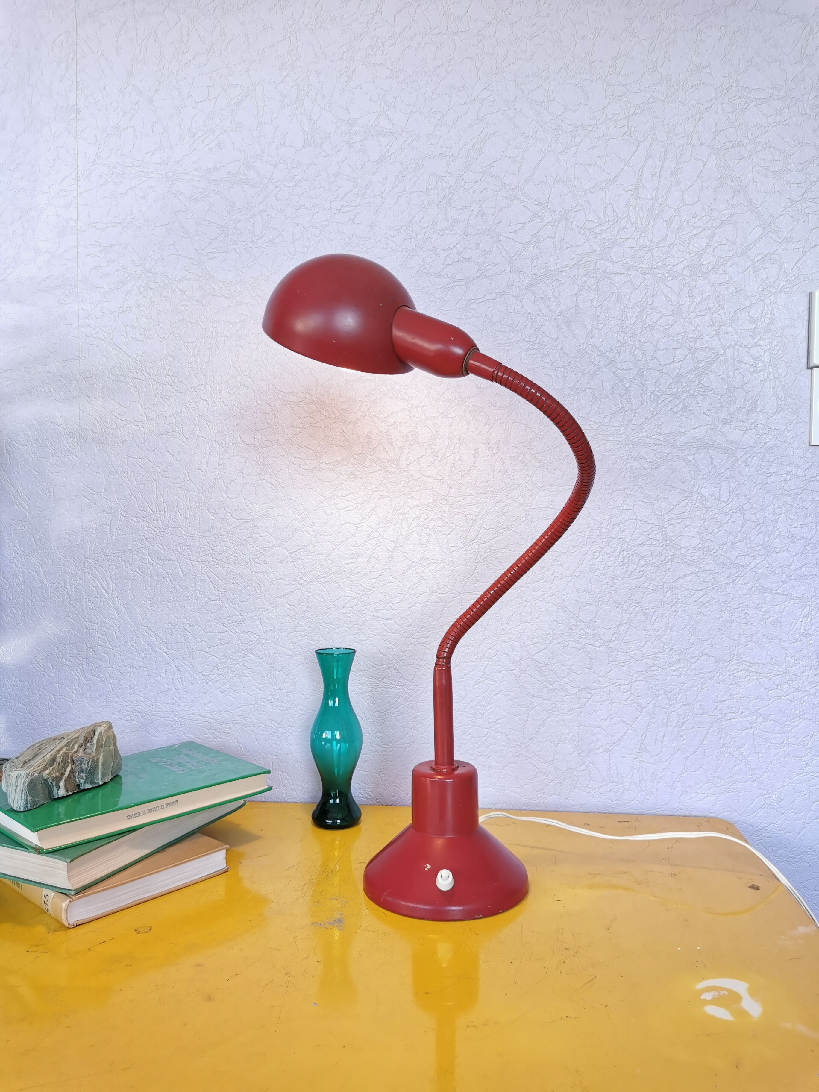 Burgundy flexible casserole lamp, 1960