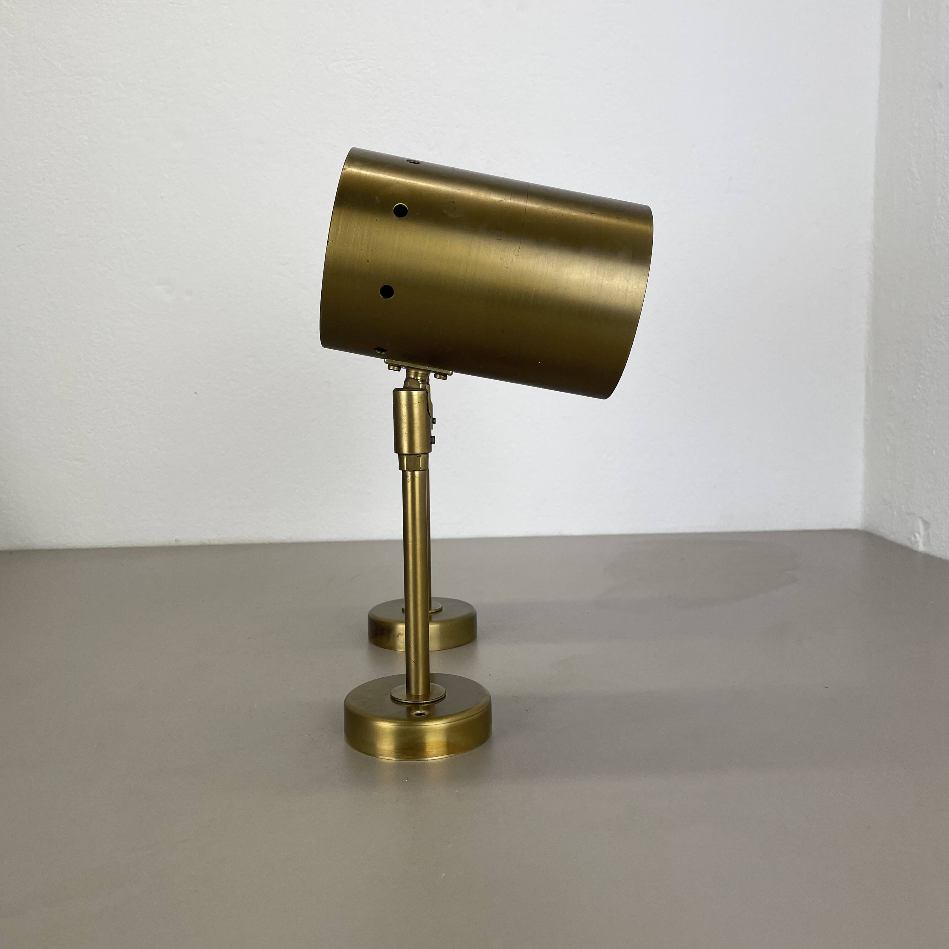 Set of two large minimalist Brass "tube" Wall Light Sconces, Italy 1970s