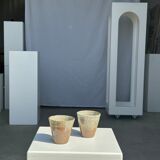 Set of 2 cups in Indonesian ceramic (brown & speckled glazed matte)