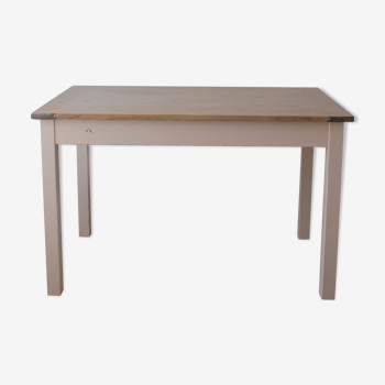 Pink beige pine table and light wood top