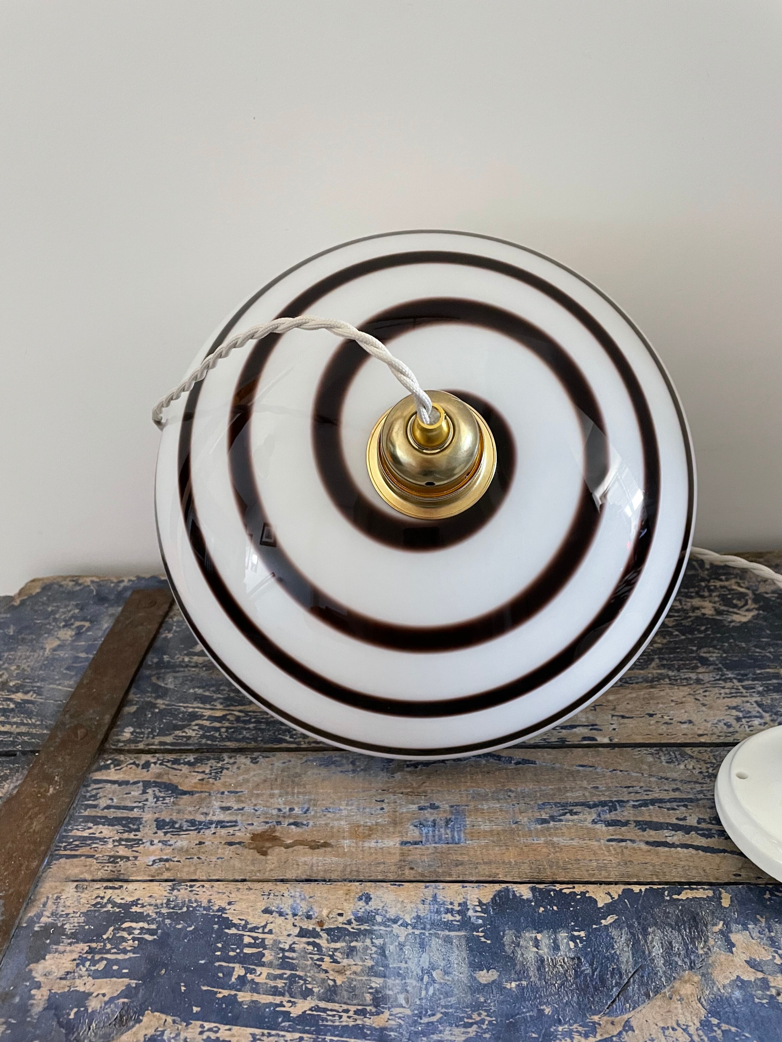 Vintage patterned opaline pendant lamp