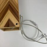 Midcentury pencil reed rattan bamboo and brass table lamp, 1970s