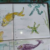 2 coffee tables wrought iron and lake tiles signed