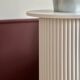 round and fluted bedside table in white