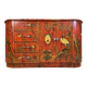 Vintage red chinoiserie cabinet, 1970s
