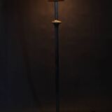 1940s Restored Nickel Floor Lamp with  Glass Shade