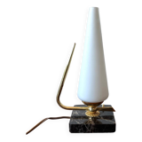 Small table lamp with white tulip marble base