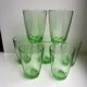 set of 7 water glasses Made in France green glass 70s
