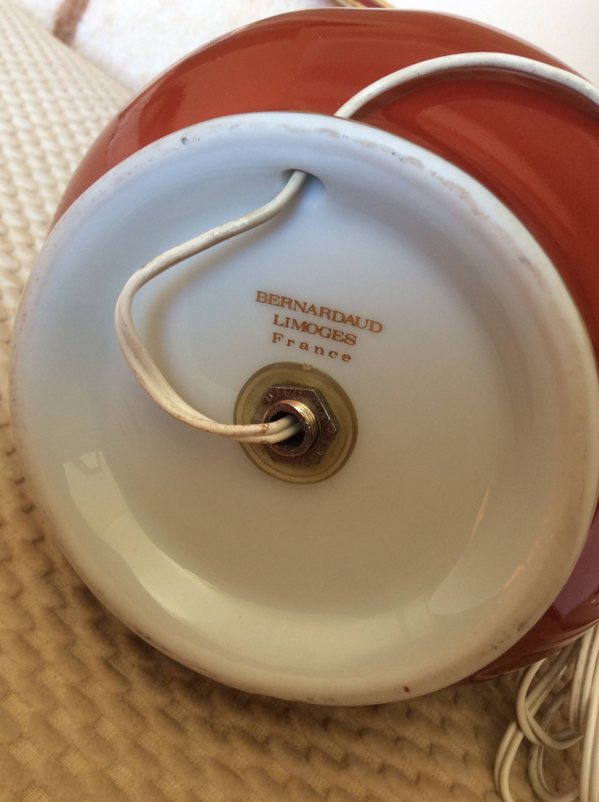 Lampe porcelaine Bernardaud Limoges France