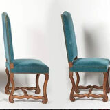 Suite de 6 chaises de style Louis XIII bleues