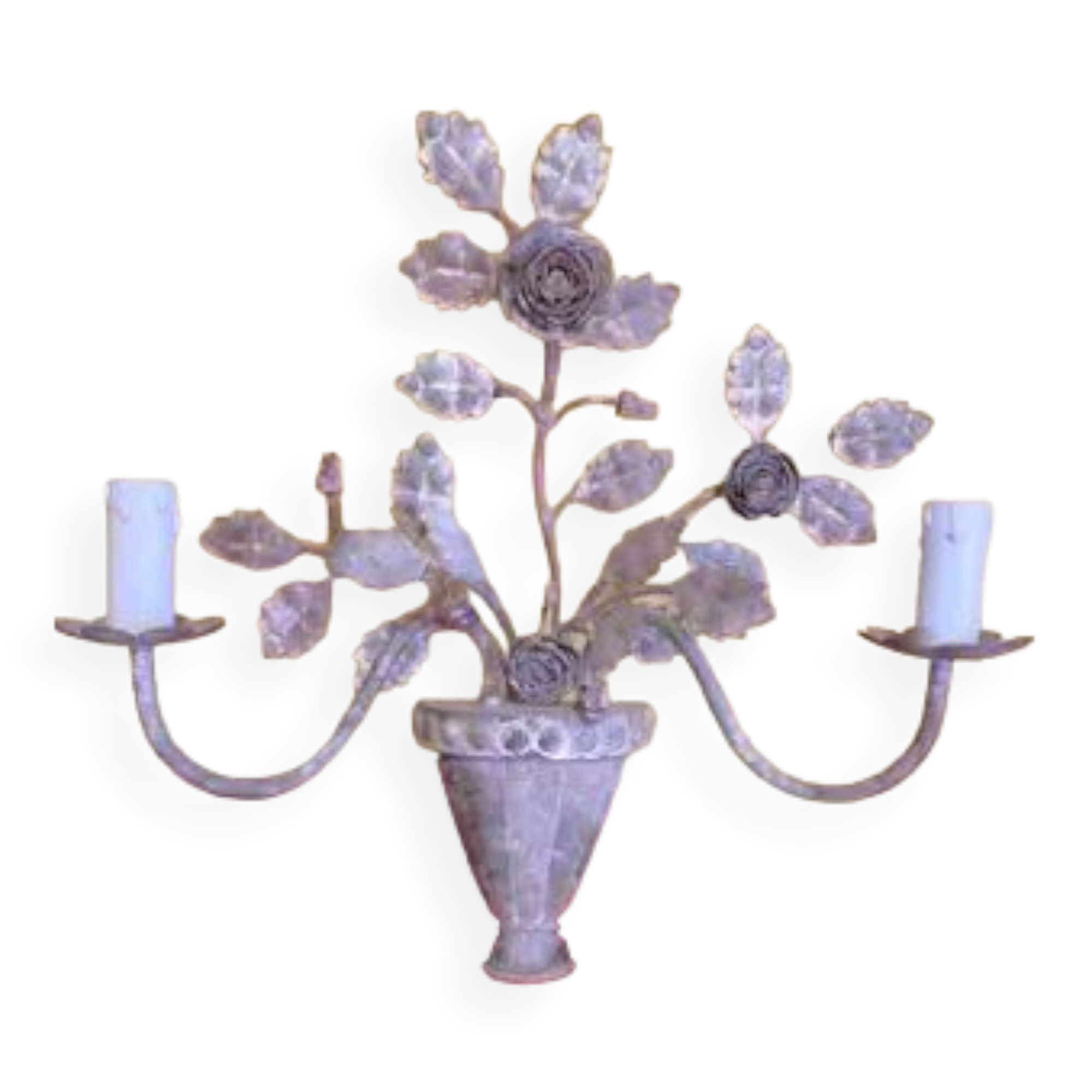 Set of two wrought iron wall sconces