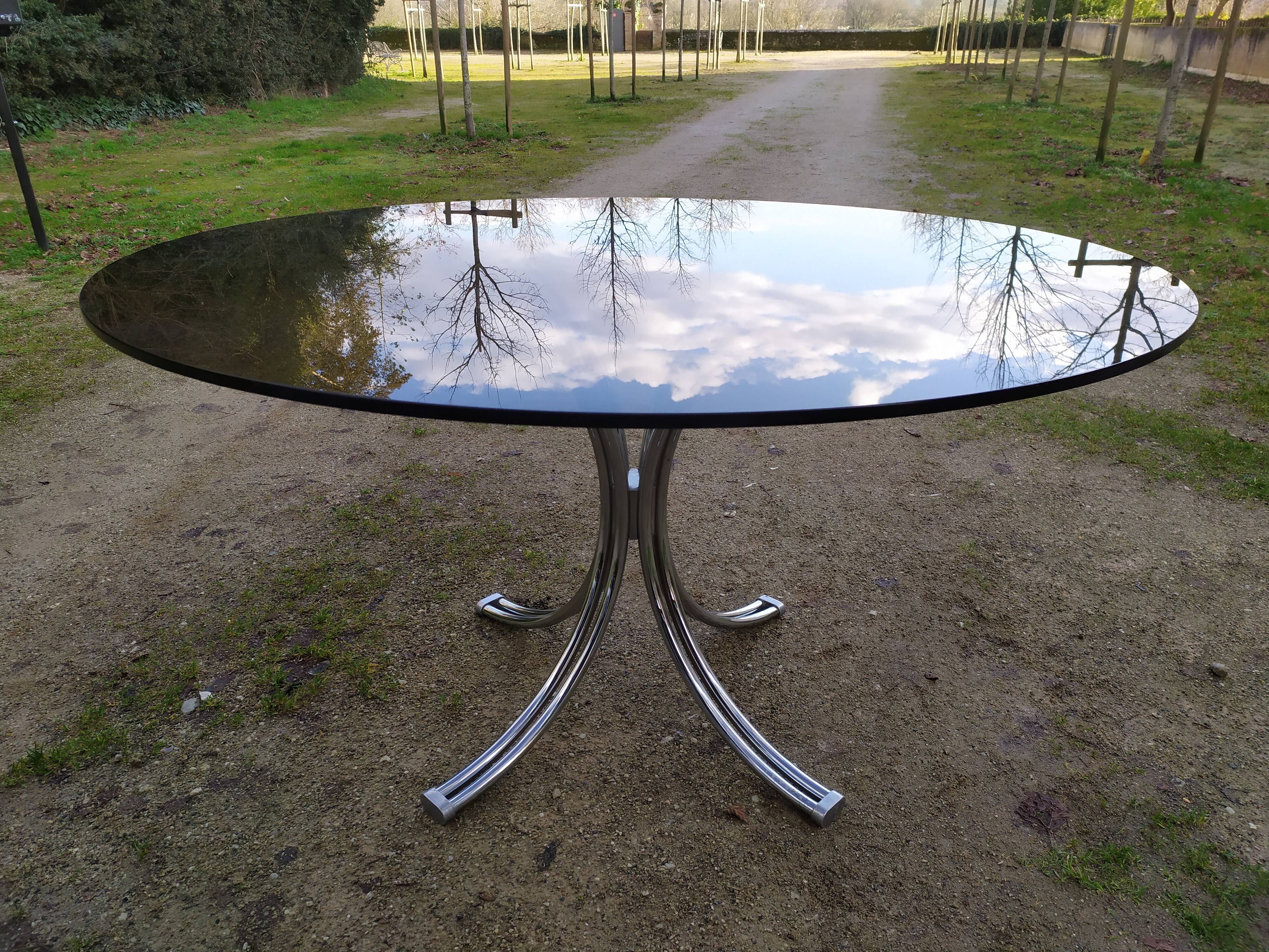 Glass dining table 70s - 130 cm