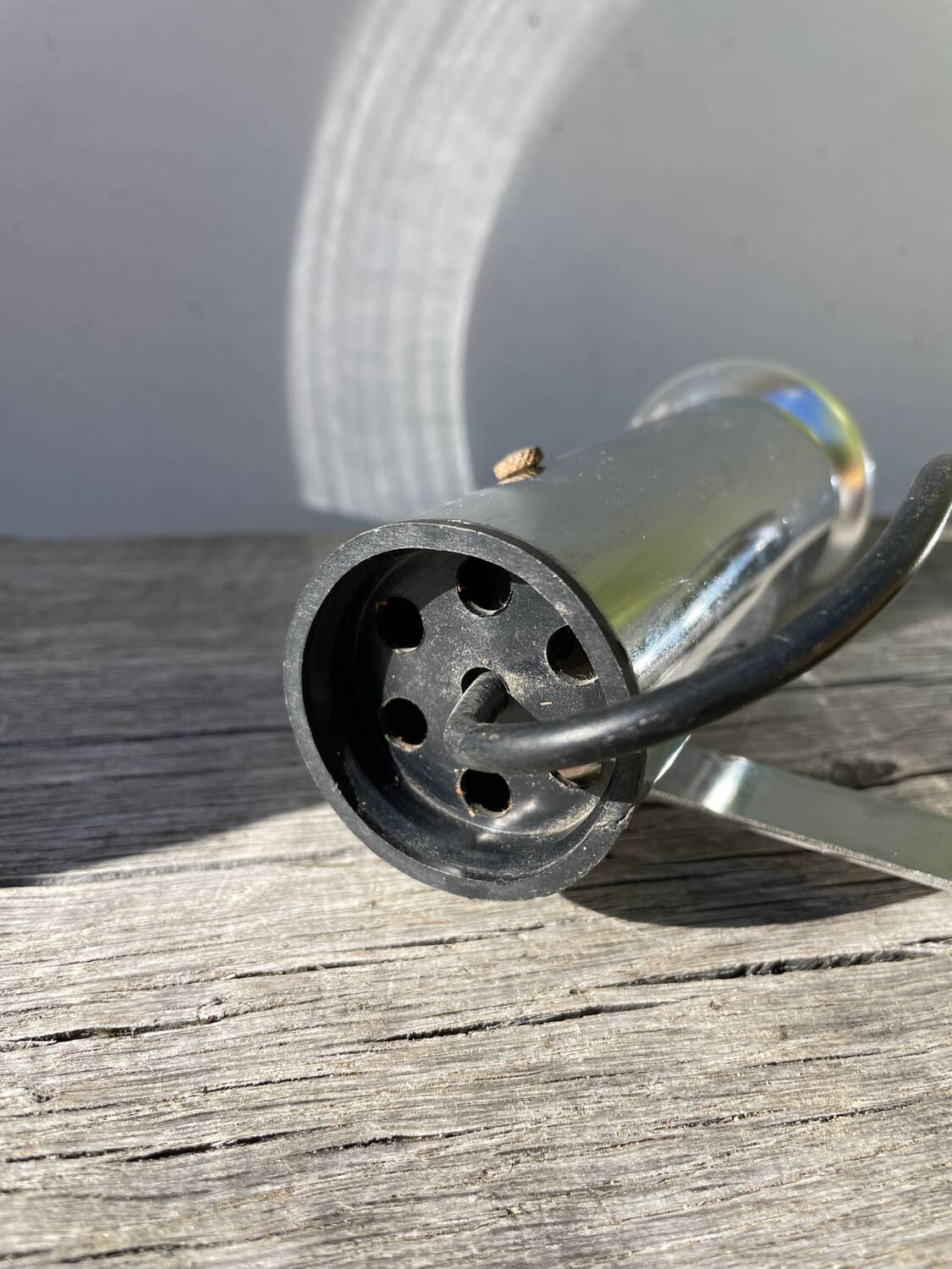 Pair of chrome metal wall lights from the 1970s.