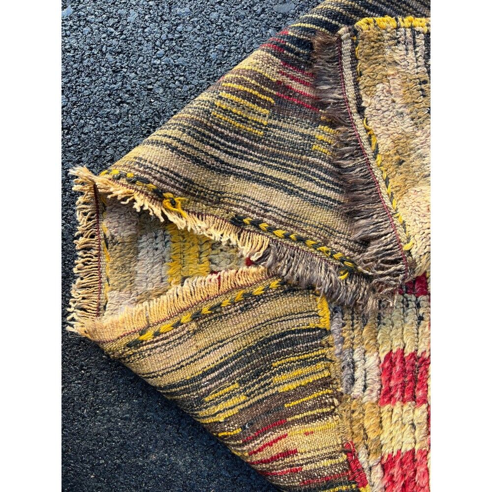 Tapis Tulu turc antique avec motif à carreaux