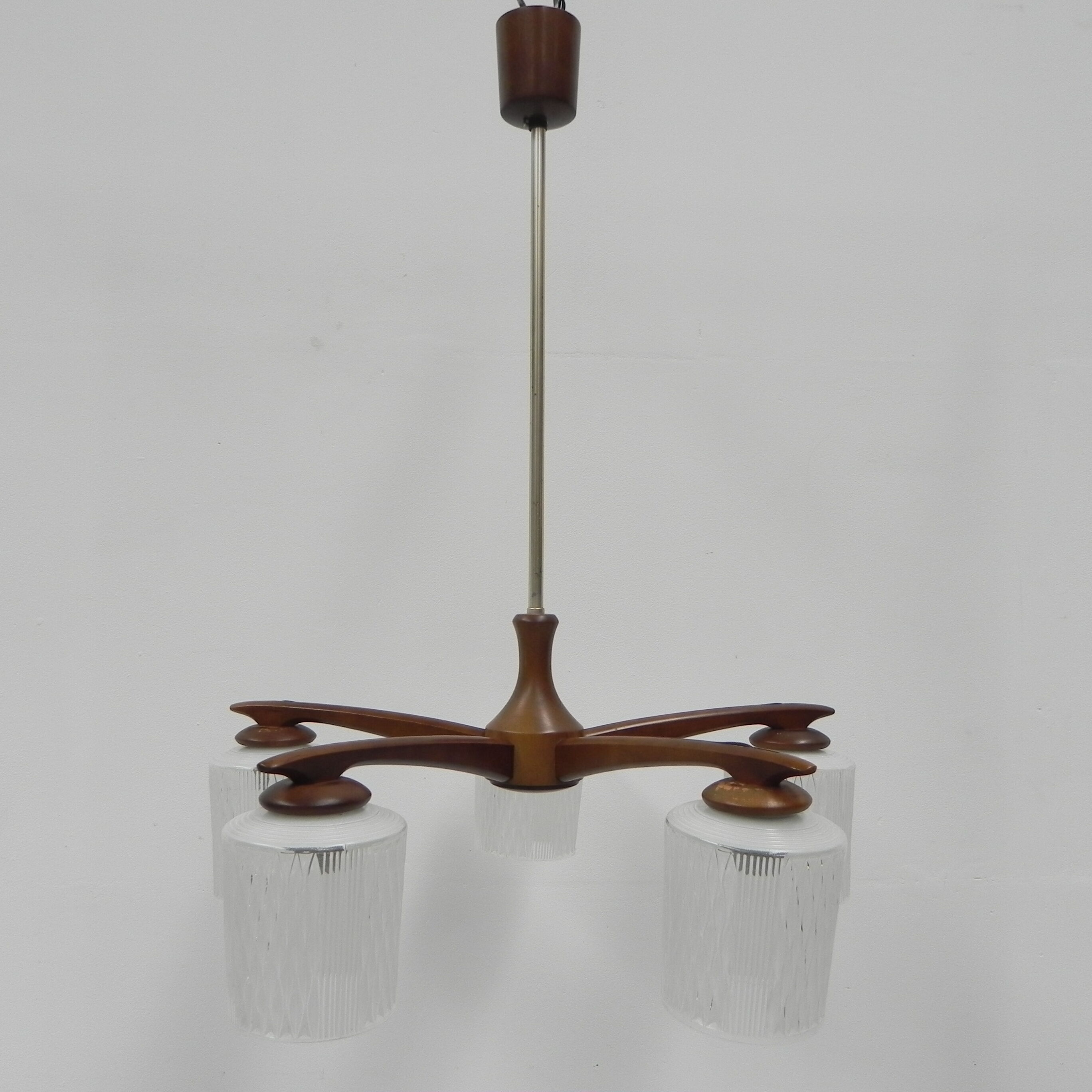 Vintage hanging lamp with 5 glass shades