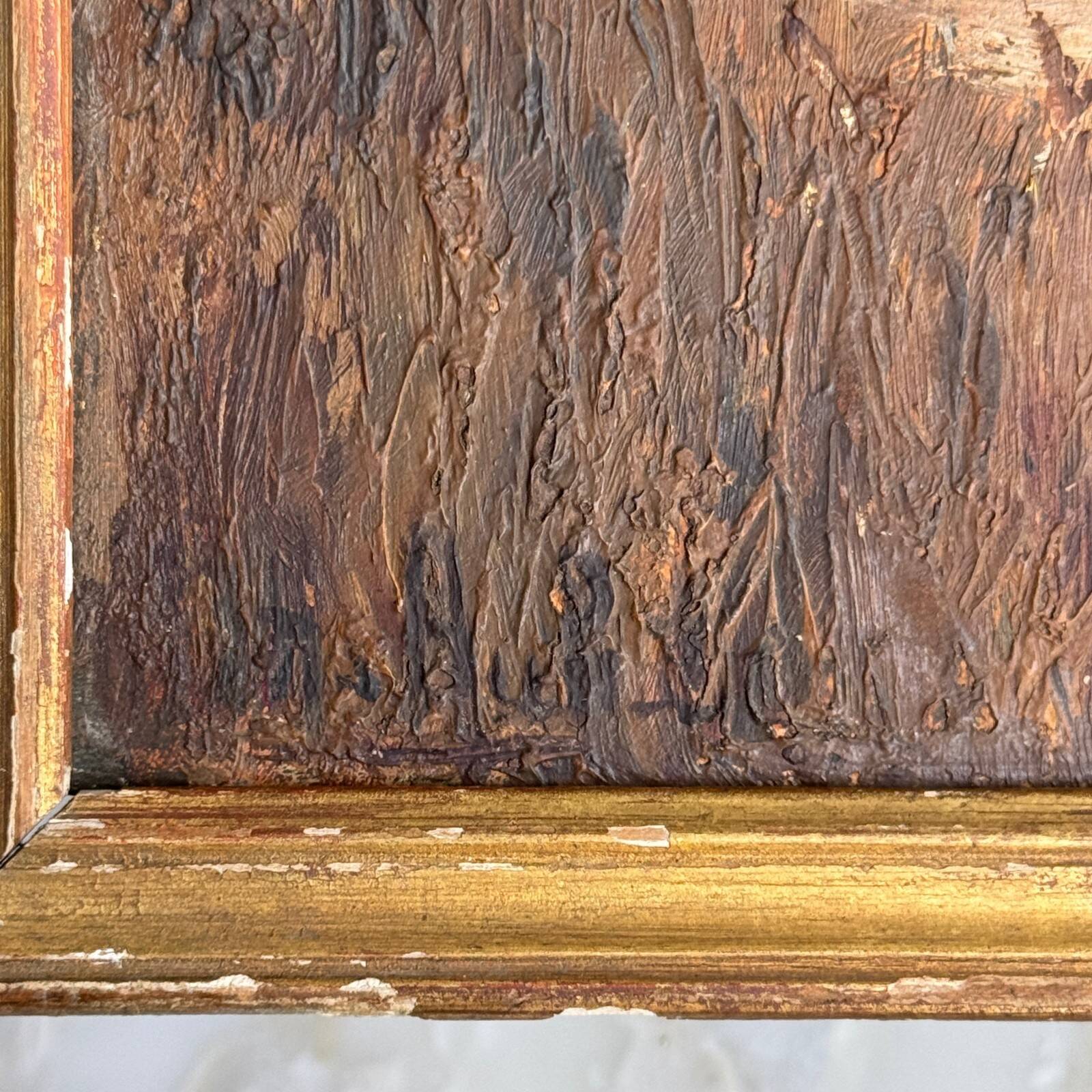 Oil on panel fisherman in a marsh Impressionism early 20th century