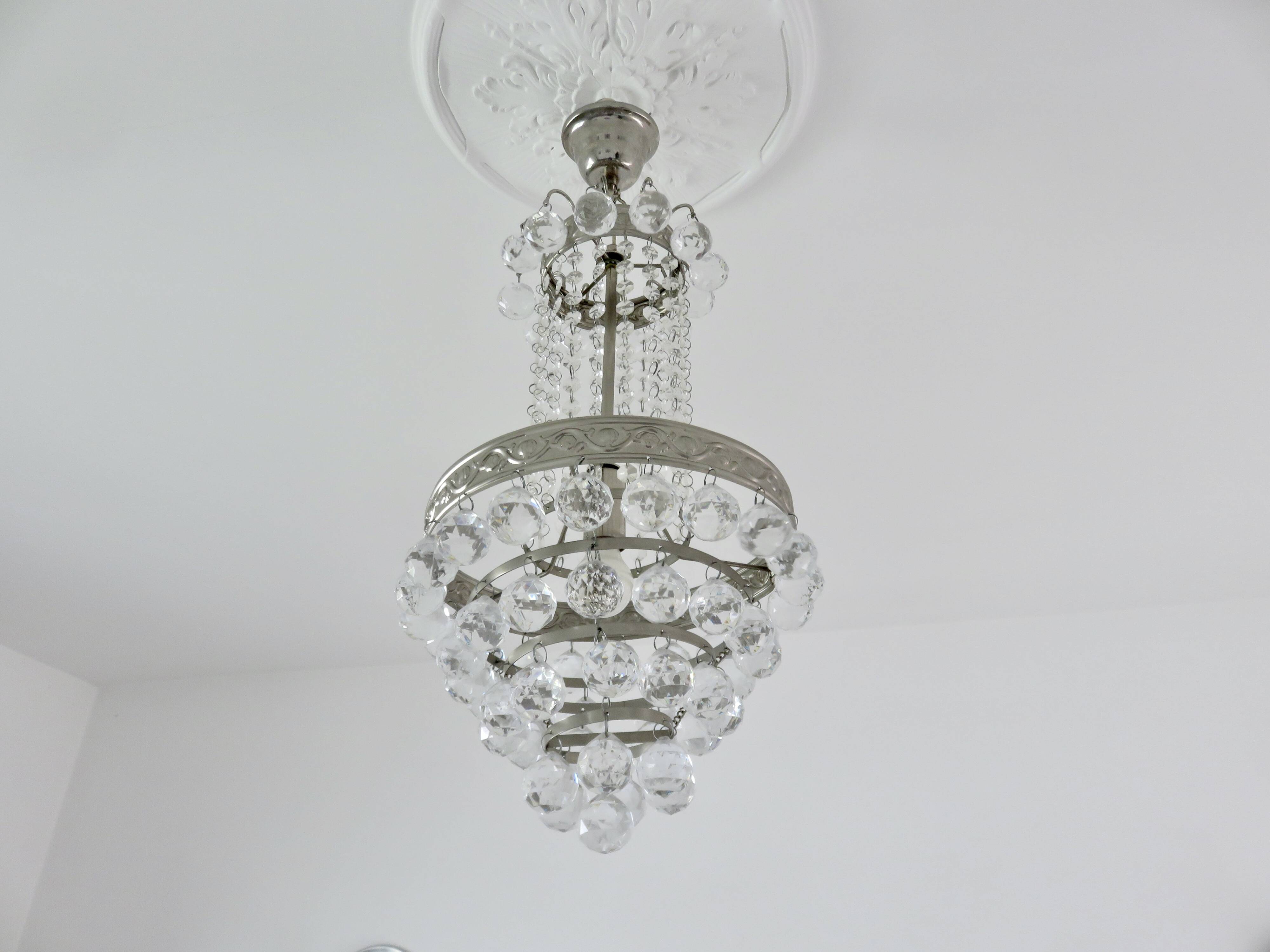 Lustre montgolfière panier à pampilles