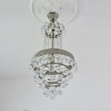 Lustre montgolfière panier à pampilles