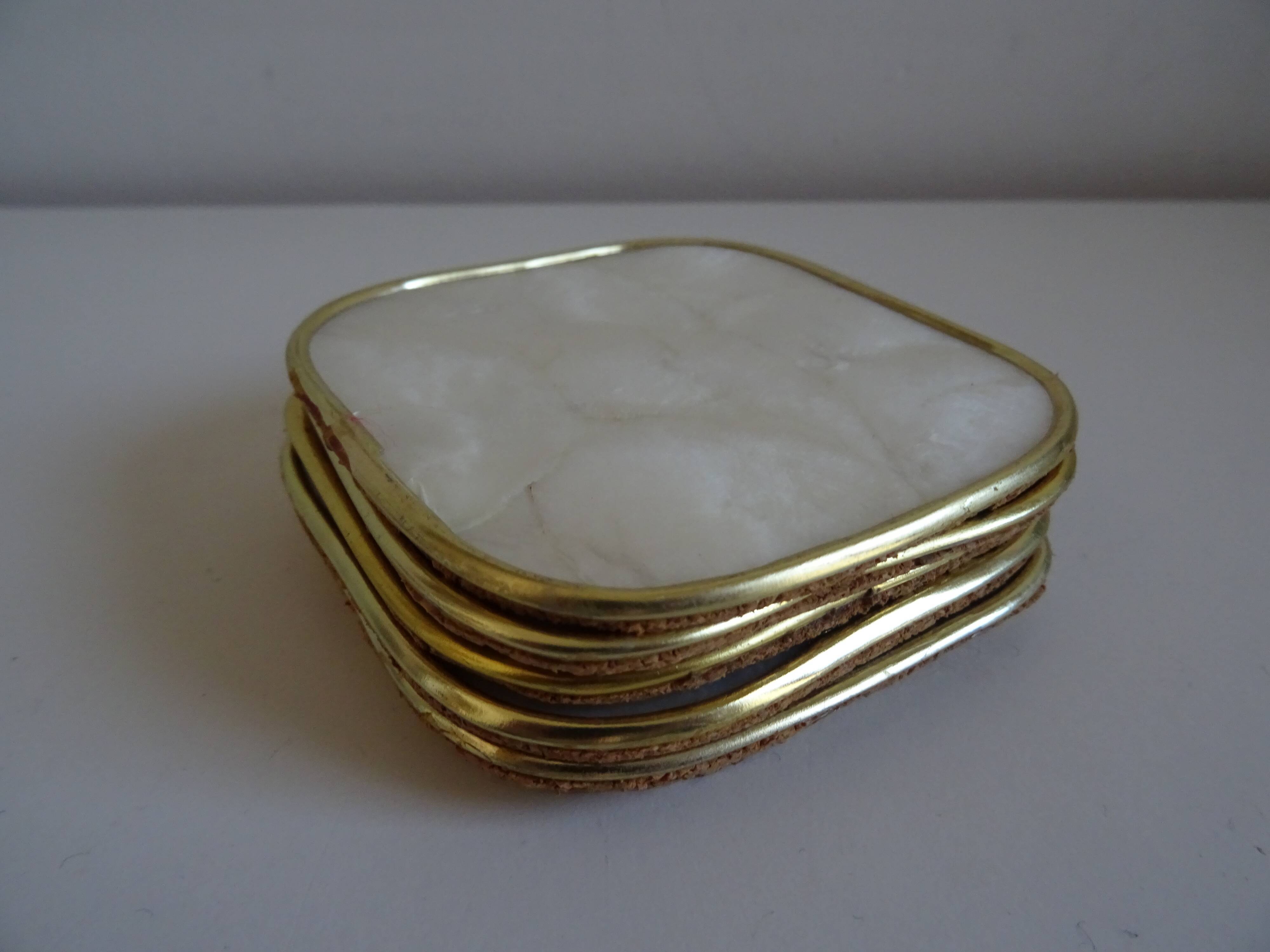 Series of 6 vintage mother-of-pearl coasters