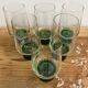 Set of 6 large Luminarc green foot glasses