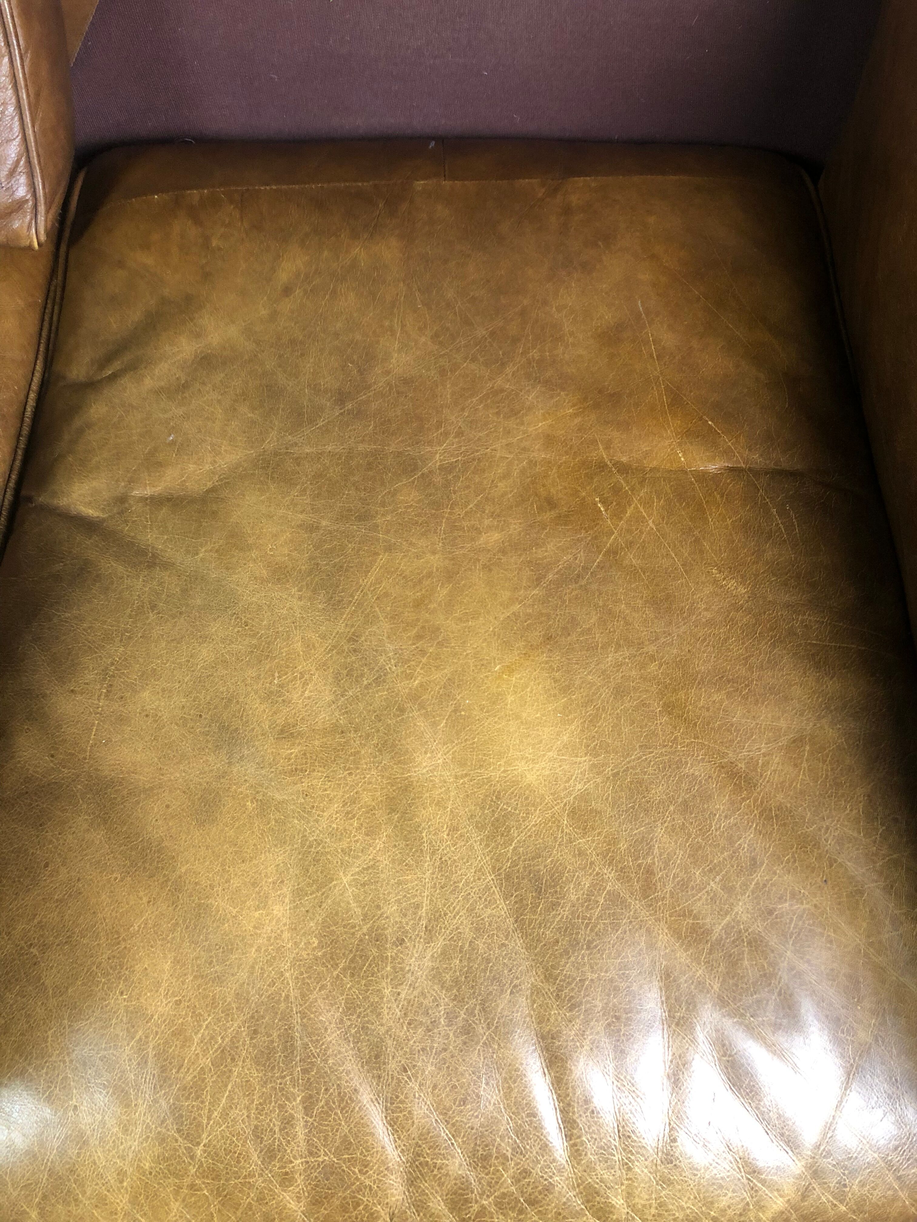 Vintage 2-seater sofa 80 S in camel leather