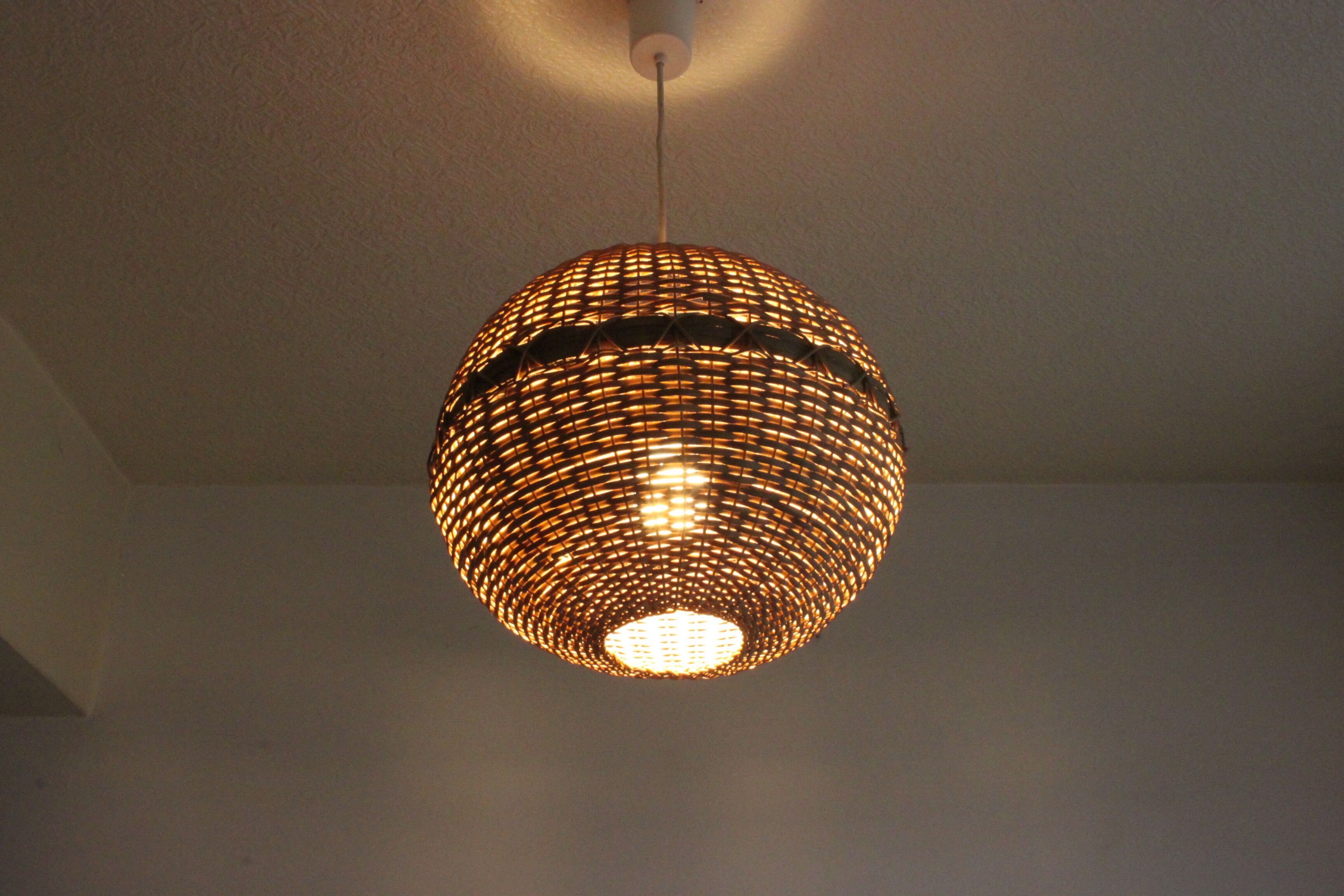 Rattan ball pendant light, 1960s