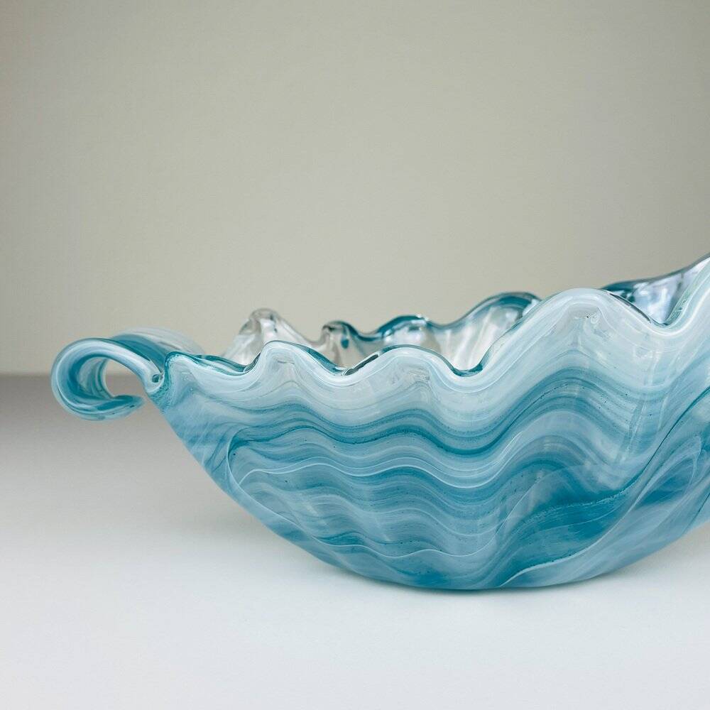 Vintage Italian Blue Art Glass Vase, 1990s