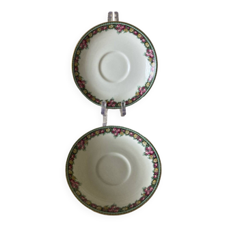 Coffee saucers A. Maigner Limoges floral frieze