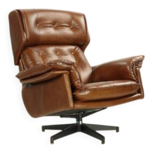 Fauteuil en cuir havana