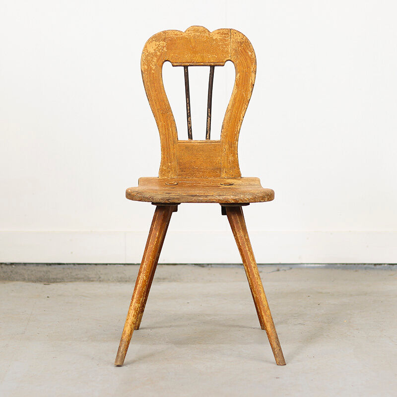 Chaise primitive de montagne antique du 19ème siècle