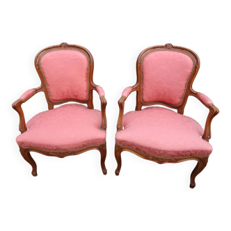 Pair of Louis XV style convertible armchairs