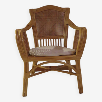 Pretty bamboo rattan and cane armchair - Garden armchair - vintage style