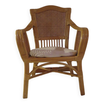 Pretty bamboo rattan and cane armchair - Garden armchair - vintage style