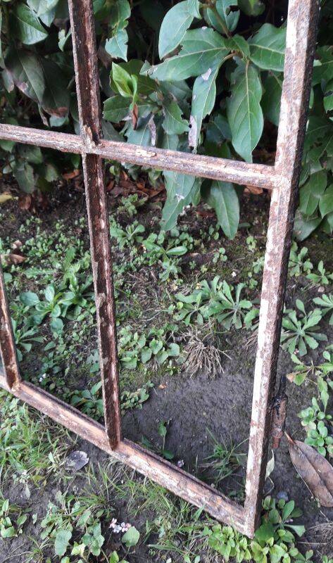 Industrial arched metal window L128xH114 19th century glass roof 2 leaves