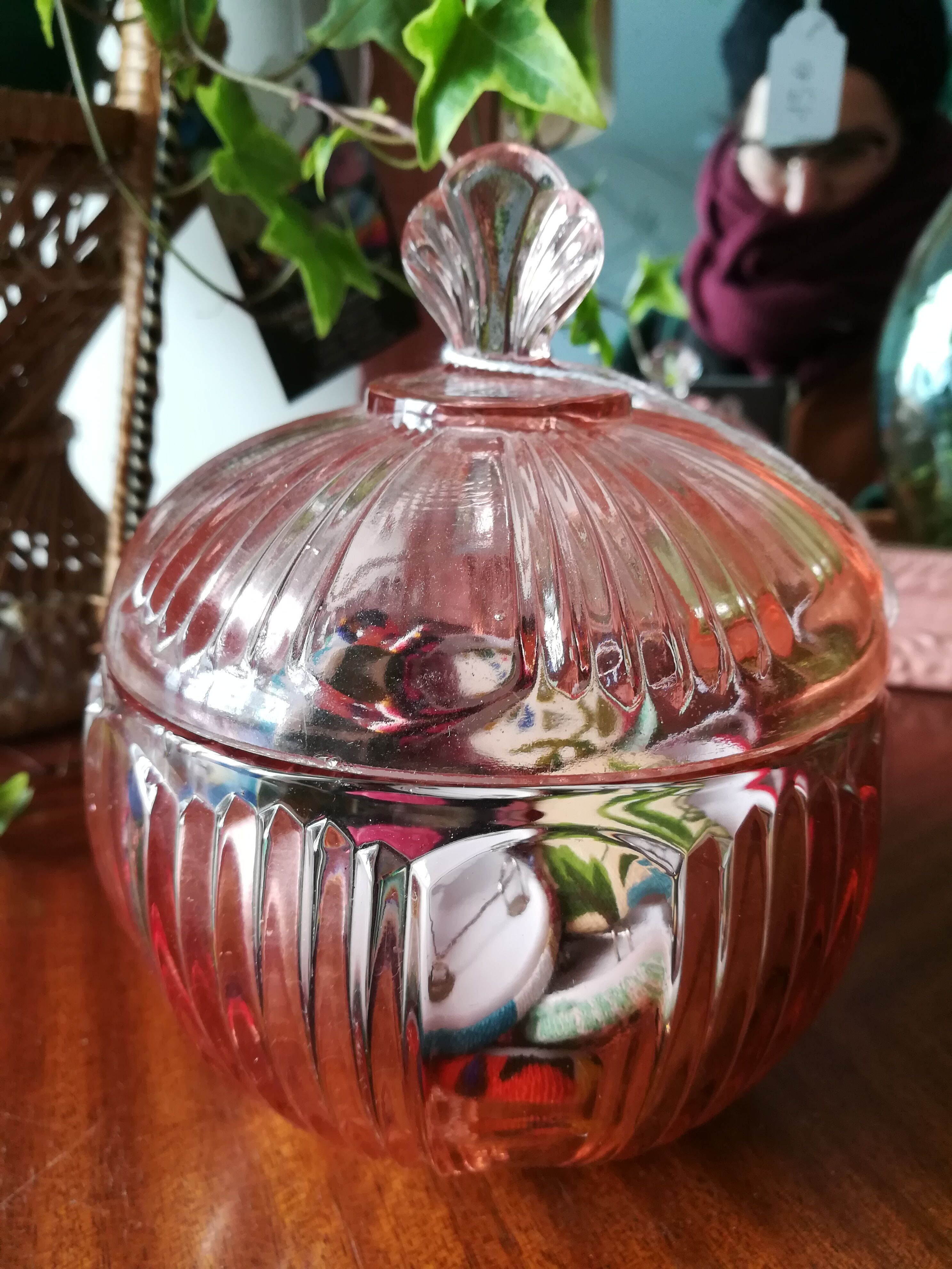 Bonbonnière glass old rose