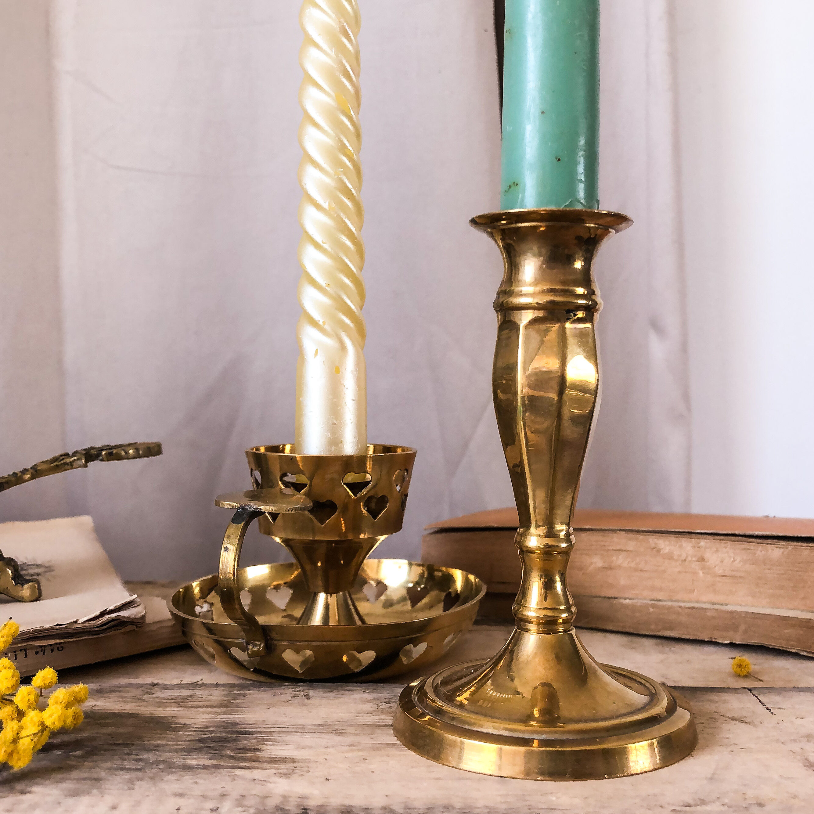 Old brass candlestick