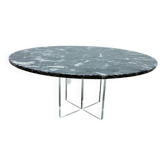 Table basse en pierre fossile sur base croisée en plexiglas, dans le style de Heinz Lilienthal