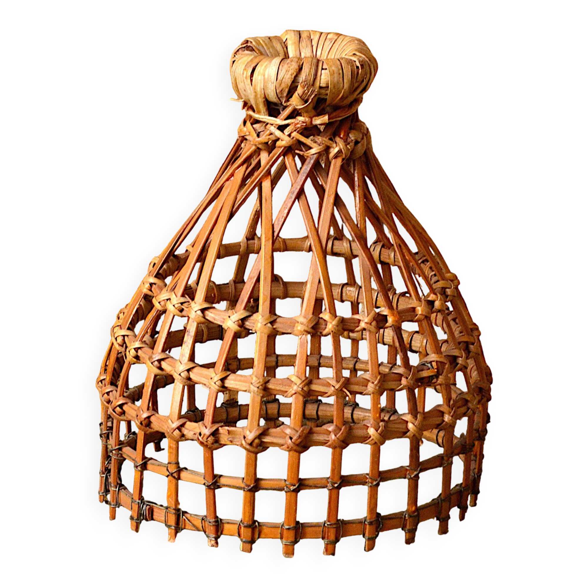 Small rattan pendant light, handmade, 17x21cm