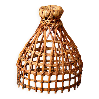 Small rattan pendant light, handmade, 17x21cm