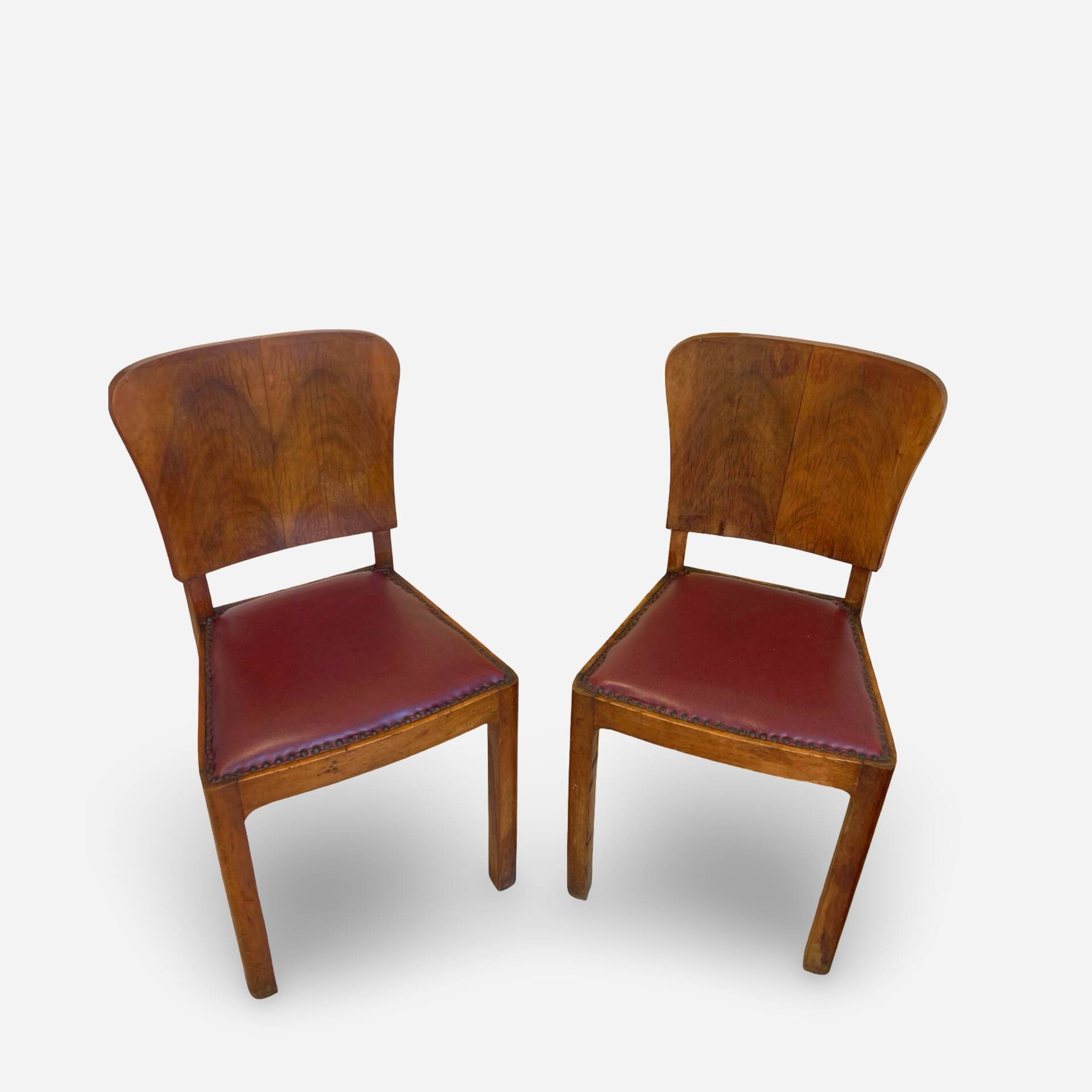 Set of 4 Art Deco dining chairs in walnut, Italy, 1930s-1940s.
