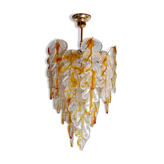 Lustre "Feuilles" de Carlo Nason pour Mazzega,  1970, Murano, Italie