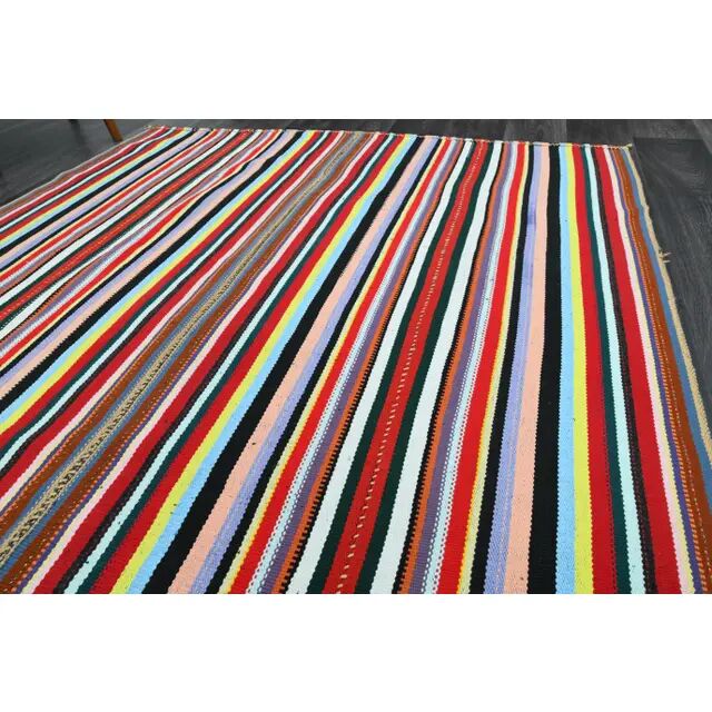 Tapis turc Oushak fait main en laine et coton rouge 174x287 des années 1970