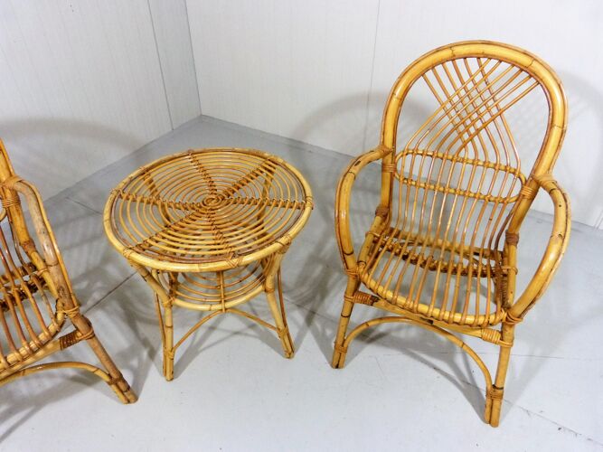 Rattan chairs & table, 1960’s