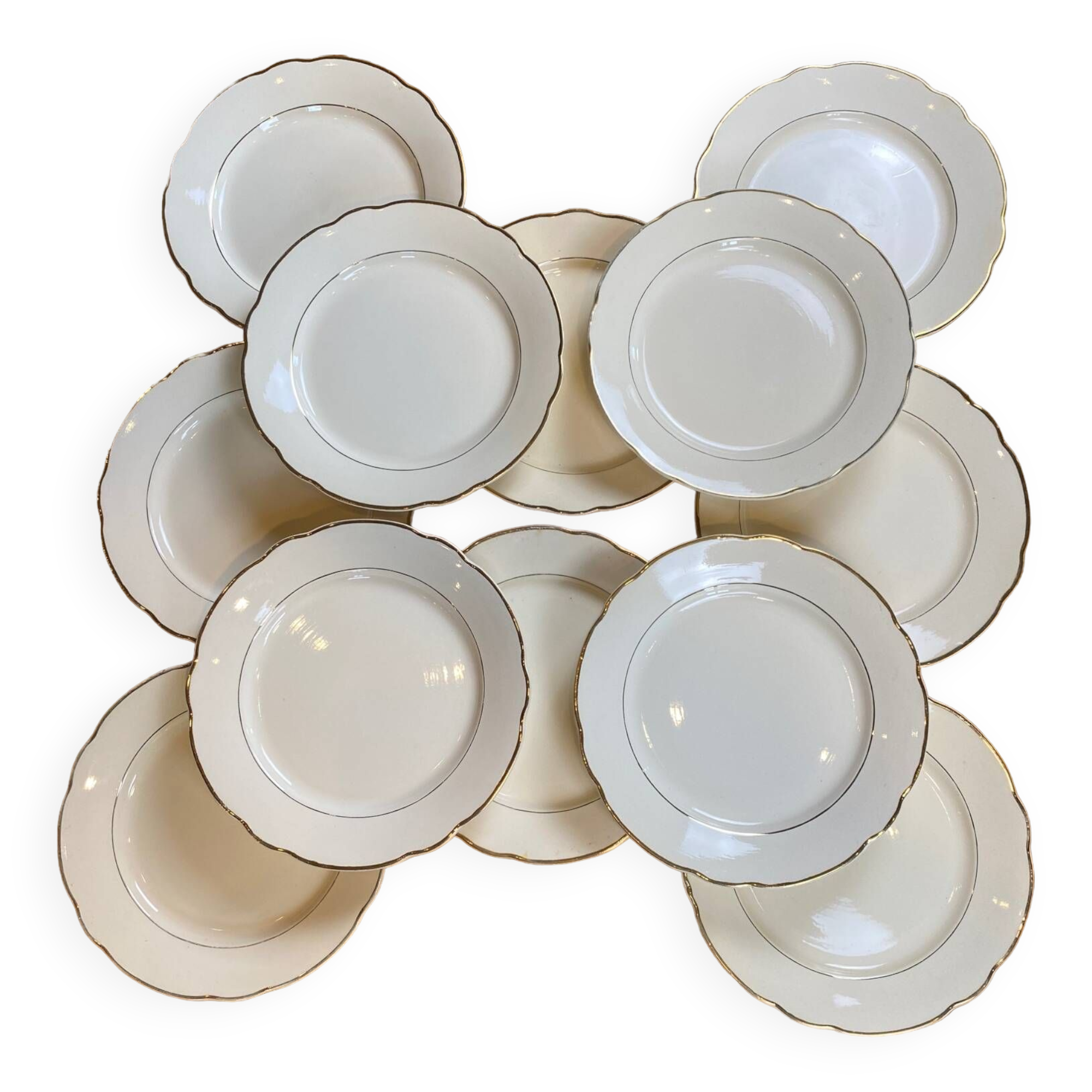 Set of 12 opaque porcelain plates Digoin and Sarreguemines