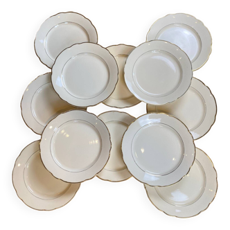 Set of 12 opaque porcelain plates Digoin and Sarreguemines