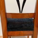 Set of Pair of Biedermeier Shovel Chairs, Walnut, Ink Painting, South Germany, 1830s