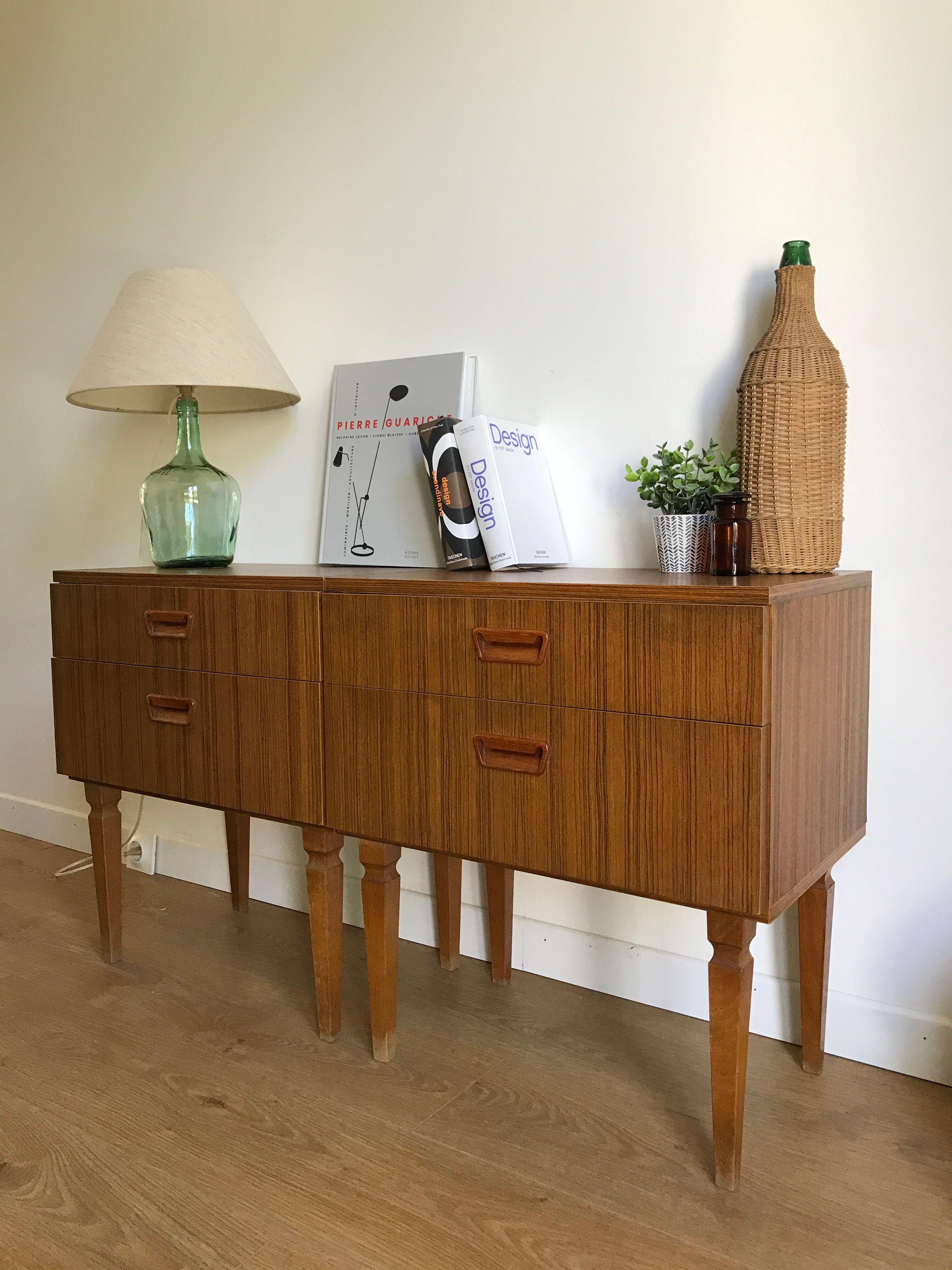 Pair of vintage bedside tables scandinavian style