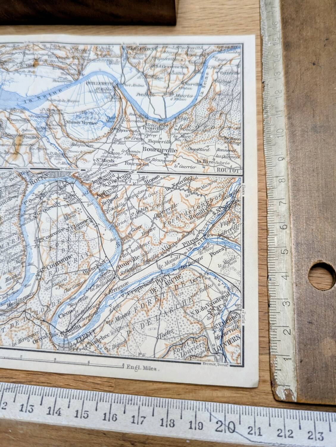 The Seine and its estuary, original map printed in 1902.