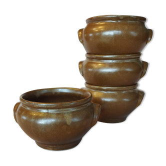 4 bowls with golden sandstone handles