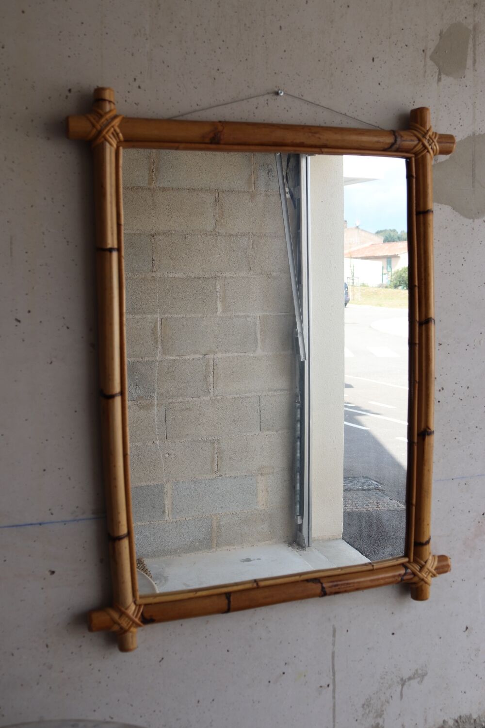 Miroir croix en bambou vintage